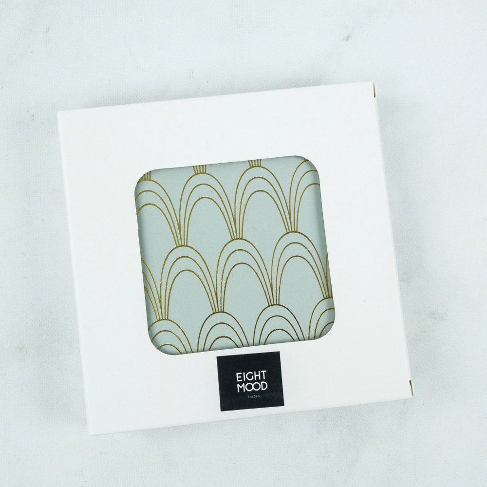 Eight Mood Deco Coasters in Mist/Gold
